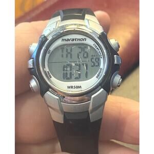 Women's 34mm Marathon Sports Watch, WR 30M, Black/Silver